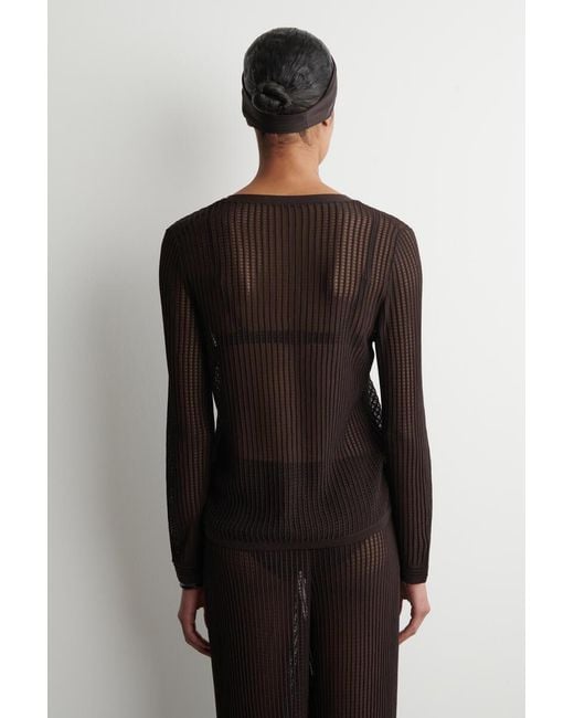 COS Black Ribbed Open-Knit Cardigan