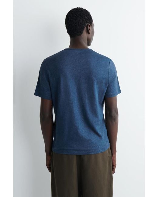 COS Blue Linen-Jersey T-Shirt for men