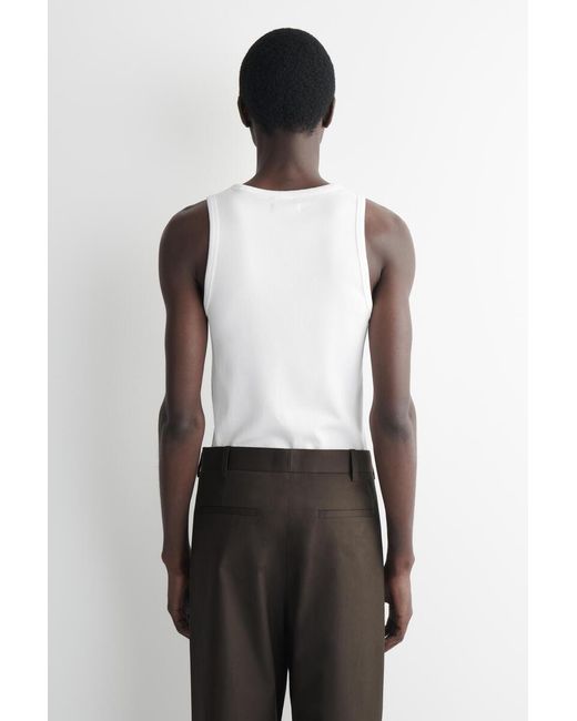 COS White Slim Ribbed Cotton Tank Top for men