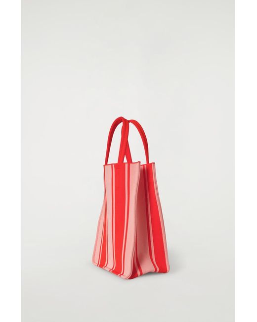 COS Red Mini Striped Tote Bag