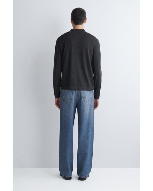 COS Black Knitted Merino Wool Shirt for men
