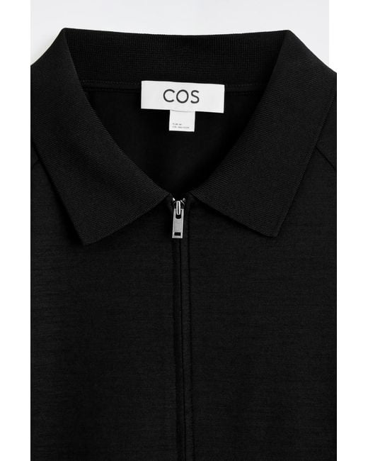 COS Black Wool-Jersey Bomber Jacket for men