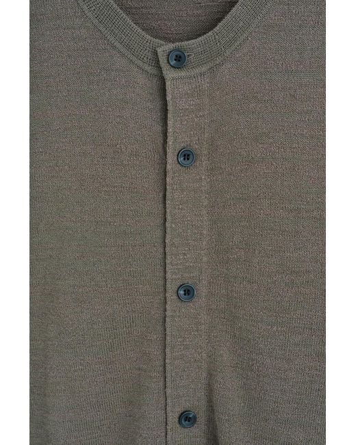 COS Gray Bouclé-Knit Short-Sleeved Cardigan for men