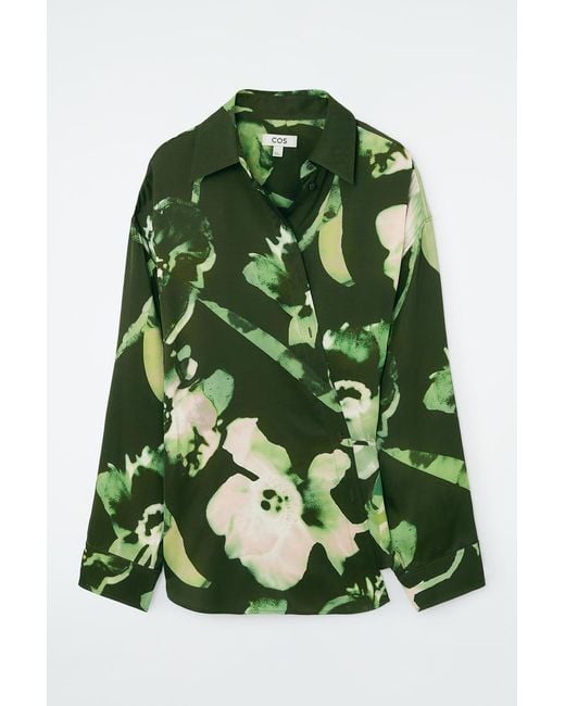 COS Green Oversized Wrap Shirt