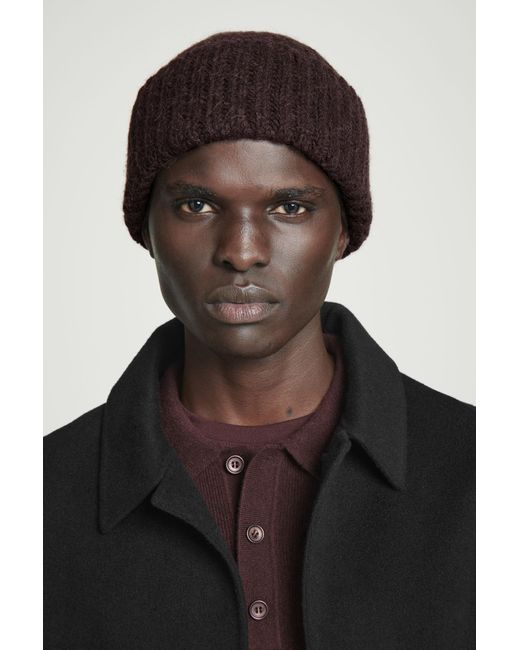 COS Brown Ribbed Alpaca-blend Beanie for men