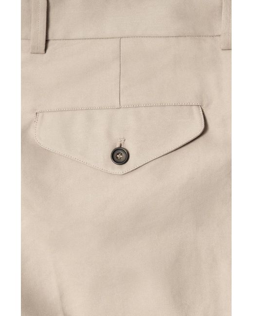 COS Natural Relaxed Pleated Cotton Tapered Trousers