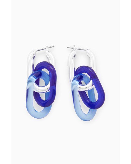 COS Blue Link Drop Earrings