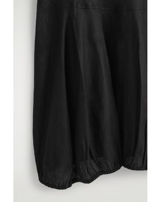 COS Black Elasticated-Hem Linen Maxi Dress