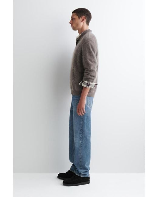 COS Brown Brushed-Cashmere Polo Sweater for men