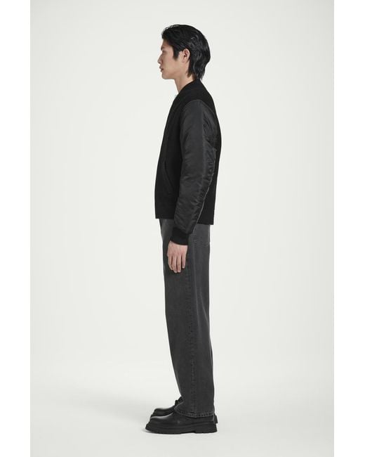 COS Black Merino Wool And Nylon Bomber Jacket for men