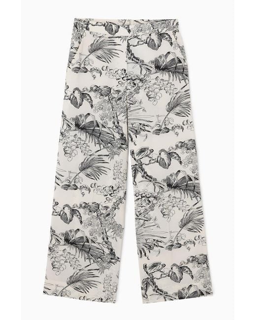 COS Gray Botanical-print Pants
