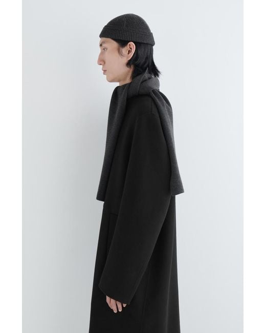 COS Black Ribbed Wool Scarf for men