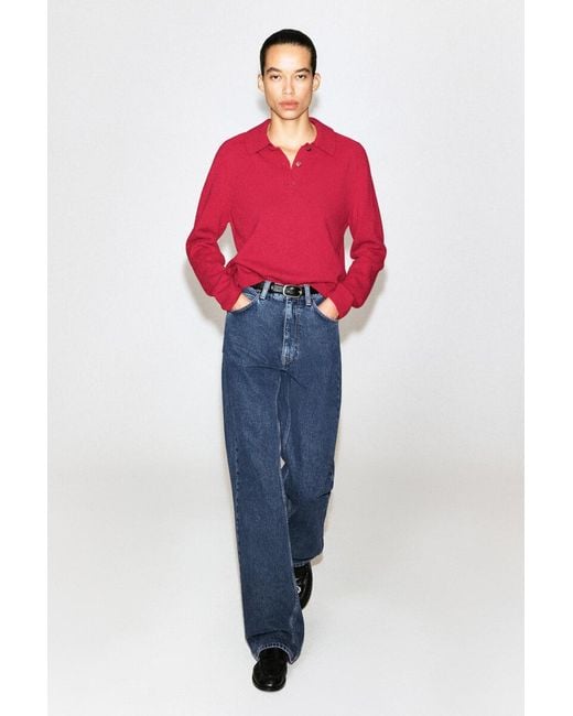 COS Red Merino Wool Polo Shirt