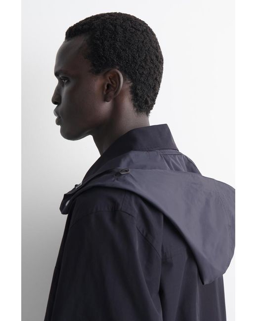 COS Blue Packable-Hood Windbreaker Jacket for men