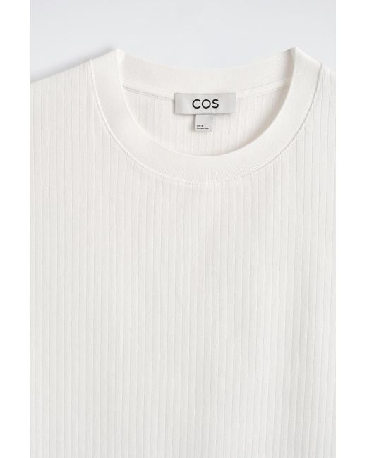 COS White Heavyweight Ribbed T-Shirt for men