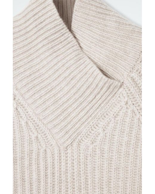 COS White Wrap-collar Pure Cashmere Sweater