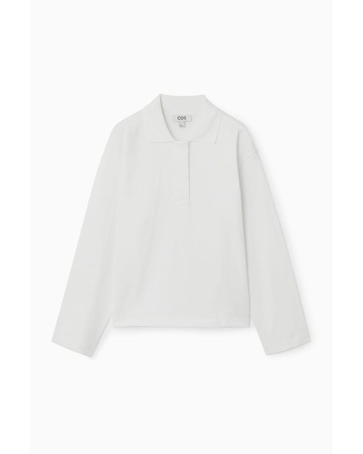 COS White Long-sleeved Polo Shirt