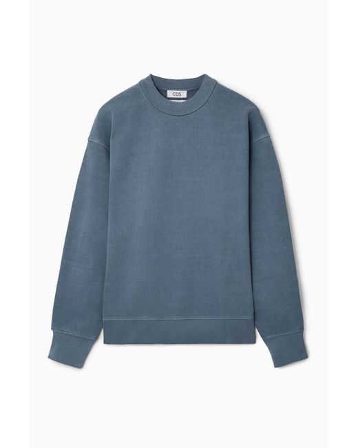 COS Blue Garment-dyed Mock-neck Sweatshirt for men
