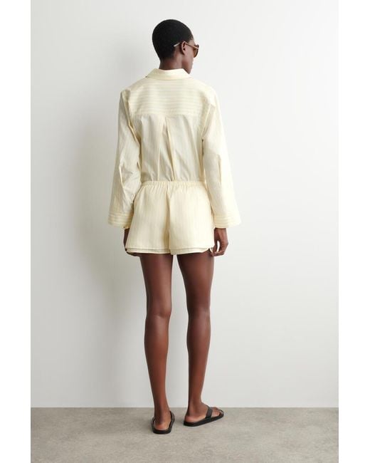 COS Natural Layered Drawstring Cotton-Poplin Shorts
