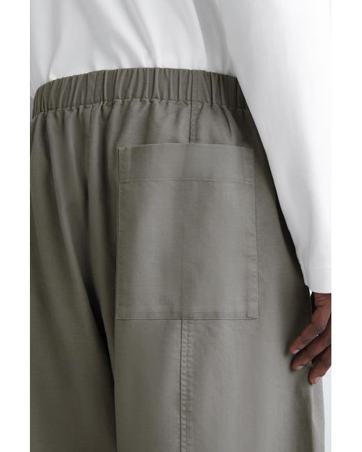 COS Gray Cotton Cropped Barrel-Leg Pants for men