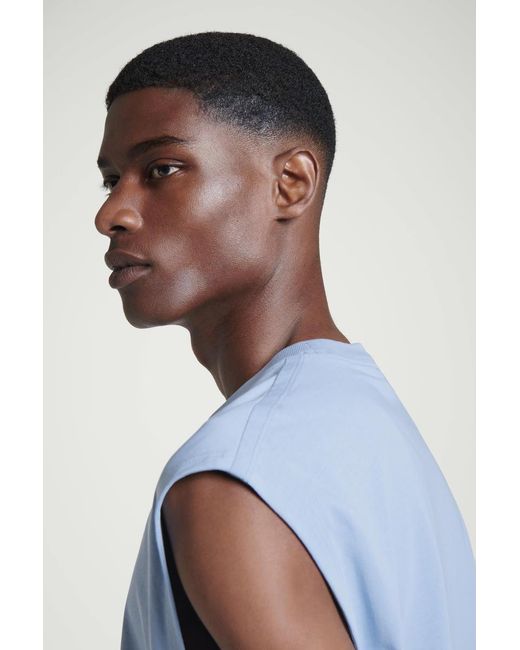COS Blue Relaxed Cotton-Crepe Tank Top for men