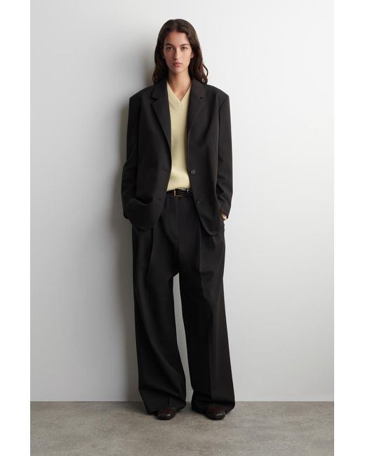 COS Yellow Rounded Wool V-Neck Sweater