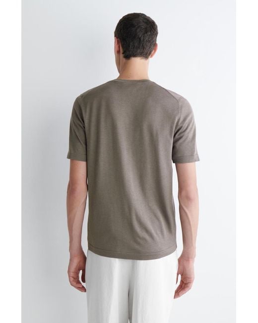 COS Gray Slim Knitted Silk T-Shirt for men