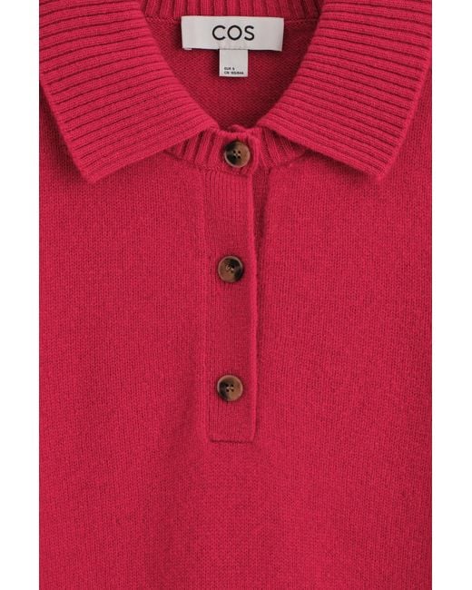 COS Red Merino Wool Polo Shirt