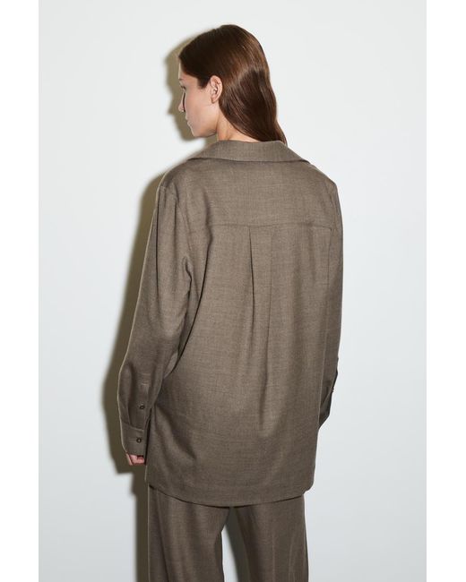 COS Brown Open-Collar Wool-Blend Shirt