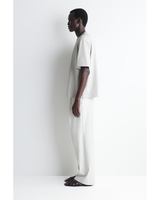 COS White Relaxed Garment-Washed Cotton T-Shirt for men