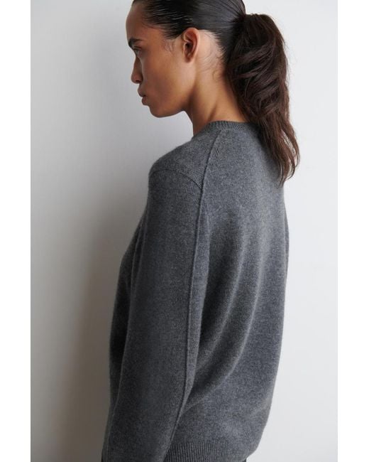 COS Gray Cashmere Crew-Neck Jumper