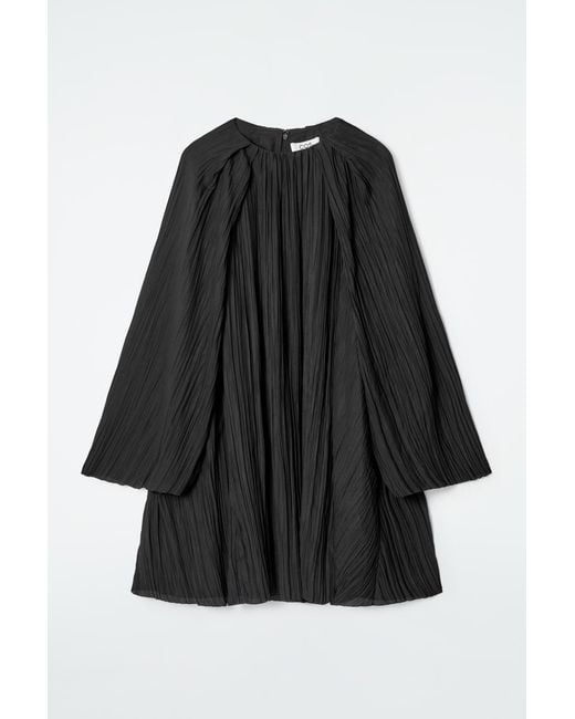 COS Black Plissé Mini Dress