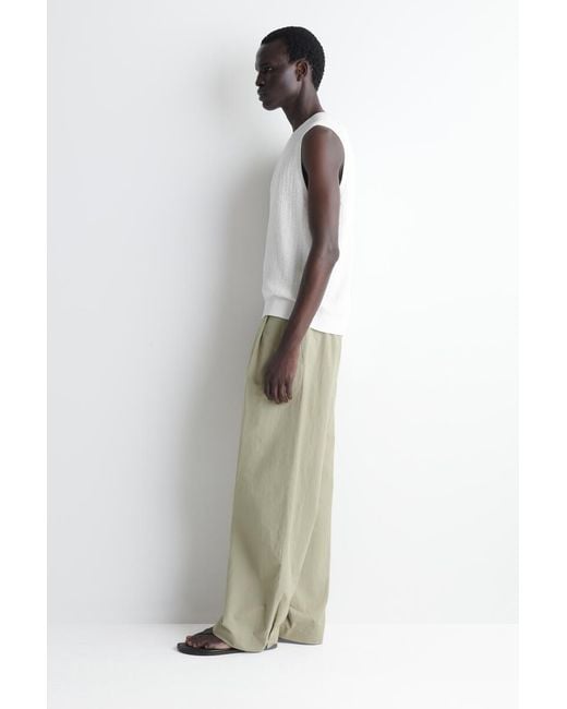 COS White Cable-Knit Cotton-Linen Tank Top for men