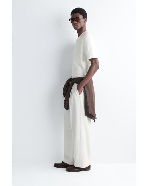 COS White Heavyweight Ribbed T-Shirt for men