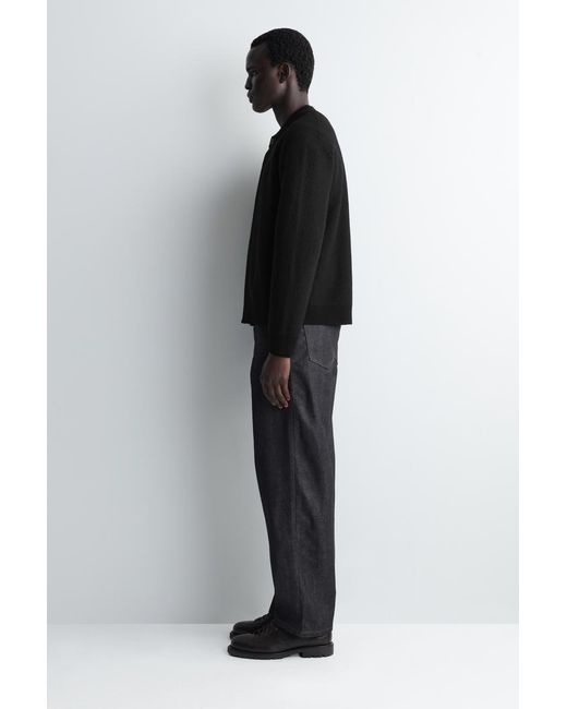 COS Black Boiled-Wool Crew-Neck Cardigan for men