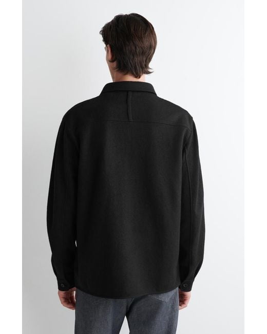 COS Black Relaxed Boiled-Wool Overshirt for men