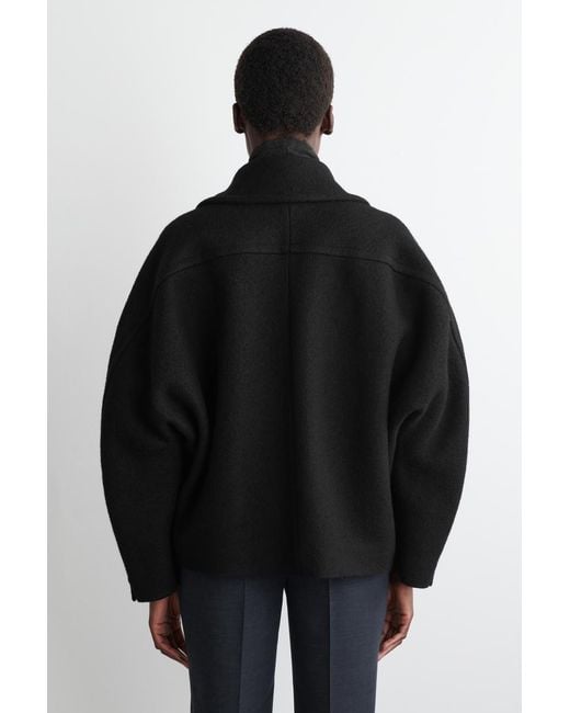COS Black Oversized Boiled-Wool Short Jacket
