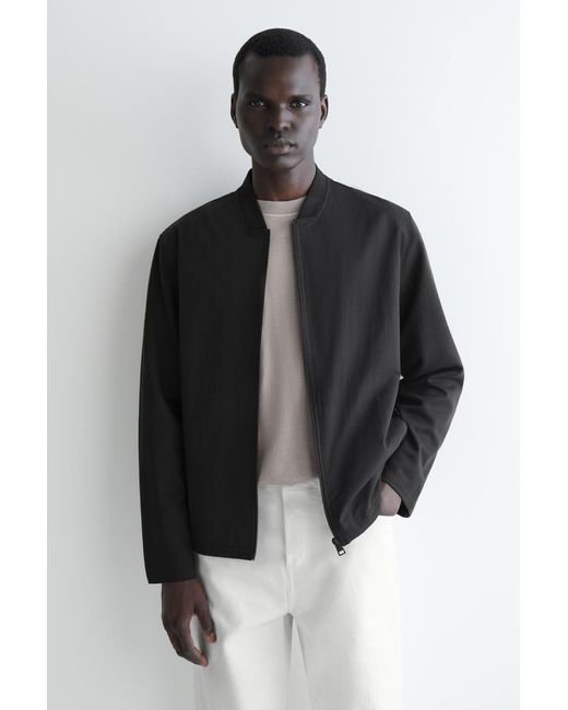 COS Black Nylon-Panelled Bomber Jacket for men