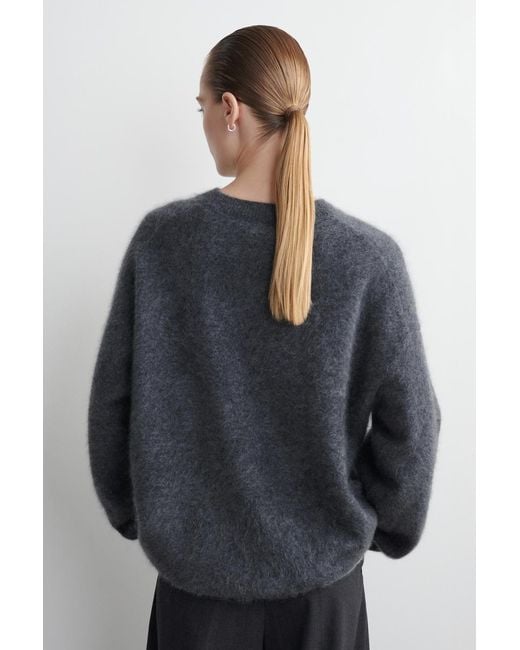 COS Blue Brushed-Cashmere Crew-Neck Sweater