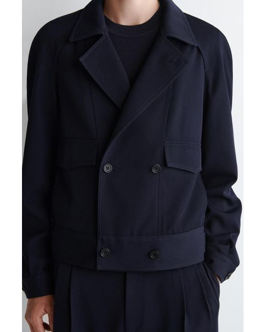 COS Blue Wool-Blend Double-Breasted Jacket for men