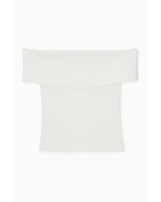 COS Offtheshoulder Jersey Top in White Lyst