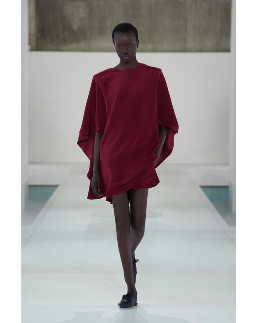 COS Red Draped Silk Mini Dress