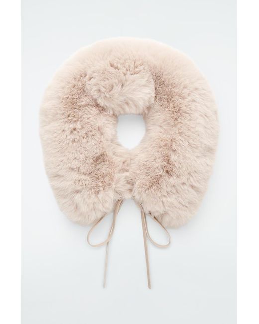 COS White Faux Fur Collar