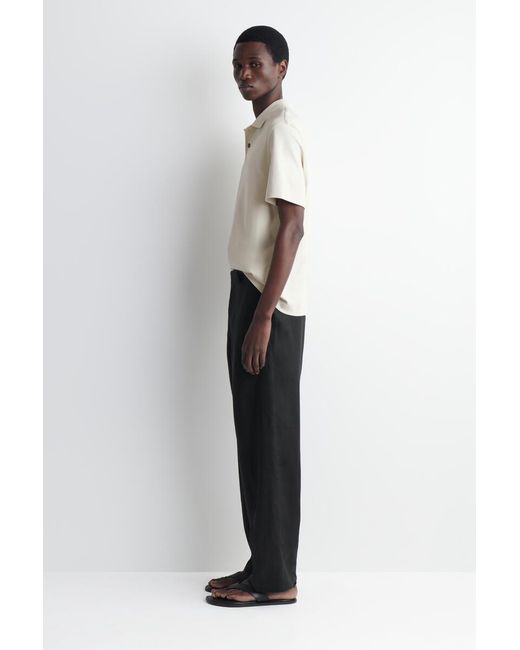 COS White Interlock Cotton Polo Shirt for men