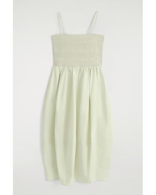 COS White Smocked Midi Dress