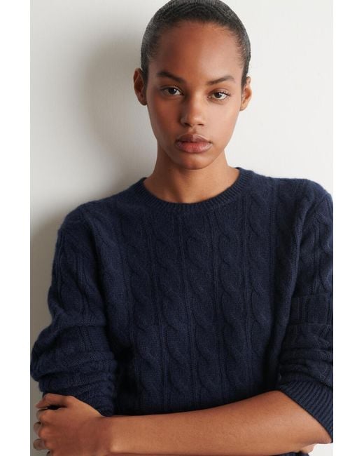 COS Blue Cable-Knit Cashmere Sweater