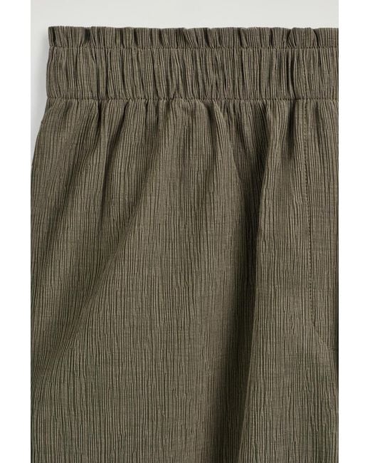 COS Green Crinkled-Jersey Wide-Leg Pants