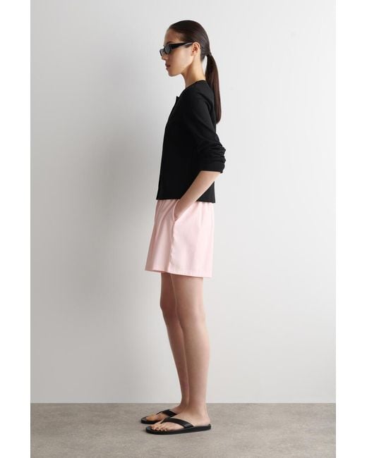 COS Pink Ruched-Waist Shorts