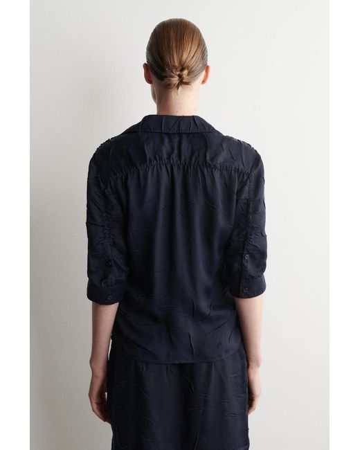 COS Blue Gathered Crinkled Shirt