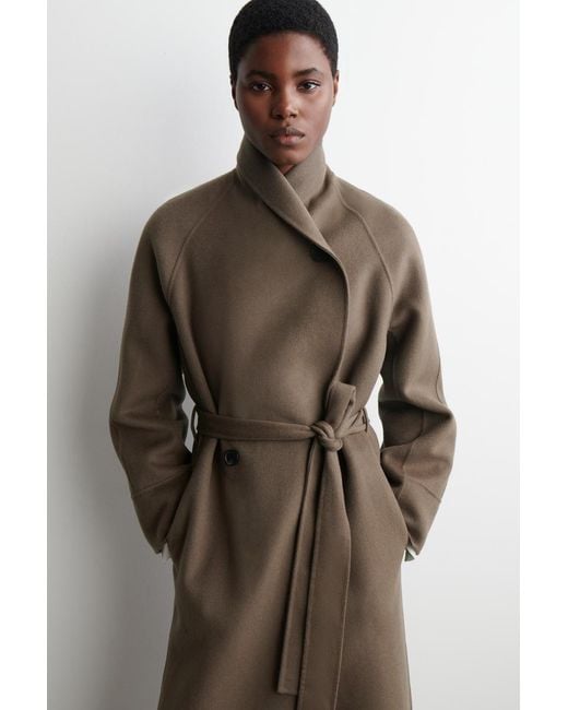 COS Belted Double-Faced Wool Coat in Natural | Lyst UK